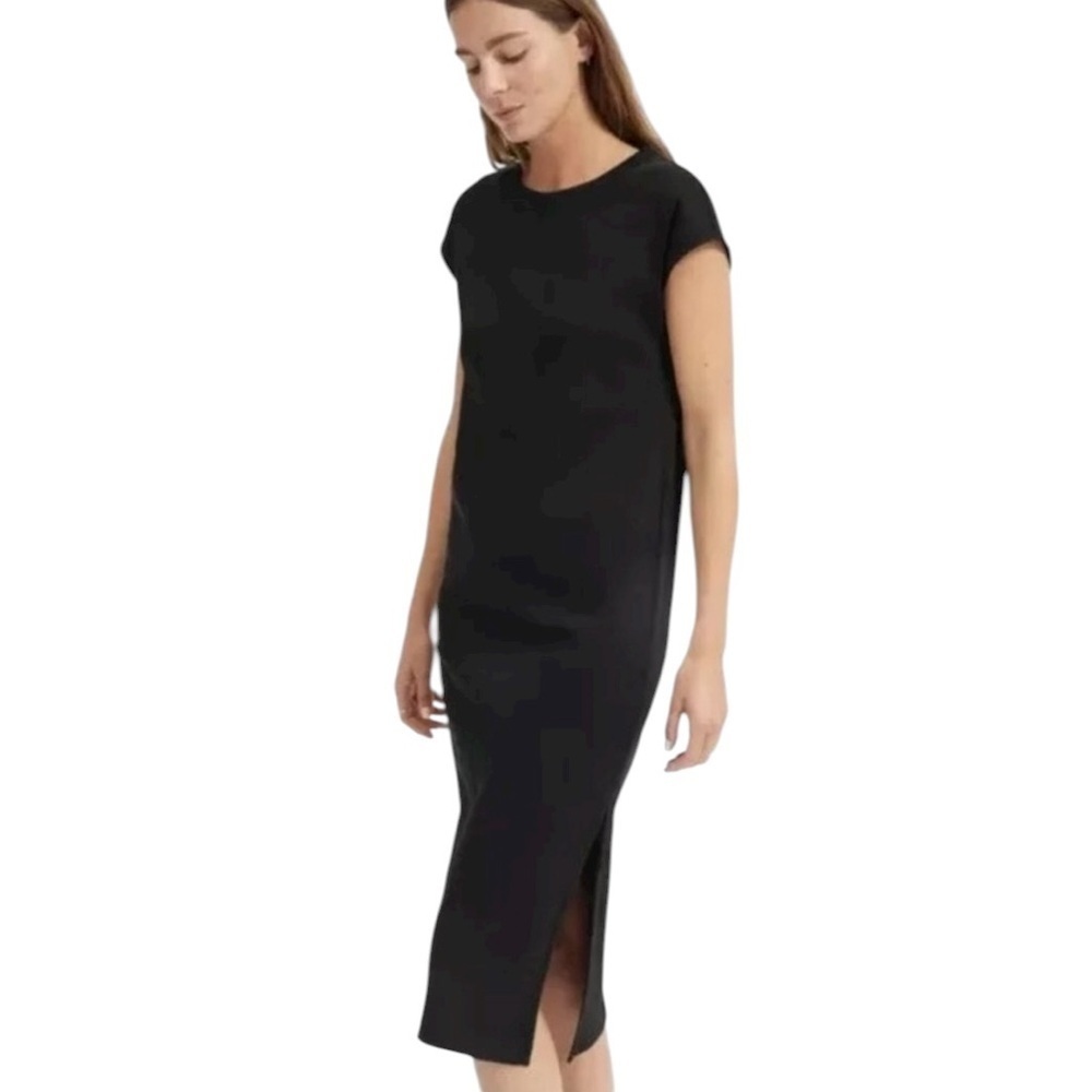 Everlane Navy The Luxe Washed Cotton Side Slit Tee Midi Dress Size S